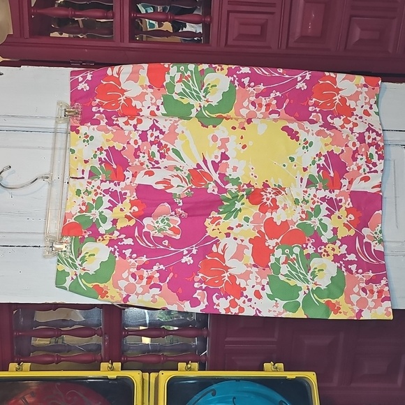 NWT Talbots Womens Cotton-blend Stretch Textured Mult-Colored Floral Skirt 12 - Picture 2 of 5